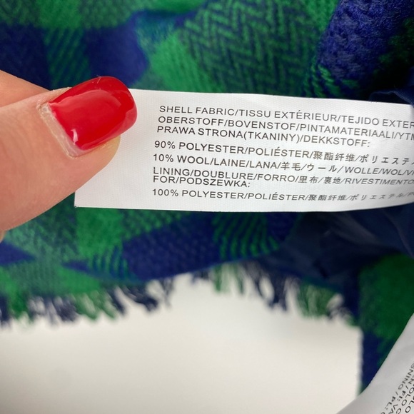 J.O.A SET Plaid Fray Hem Mini Skirt. S small Green/blue abound plaid shirt - Picture 8 of 13